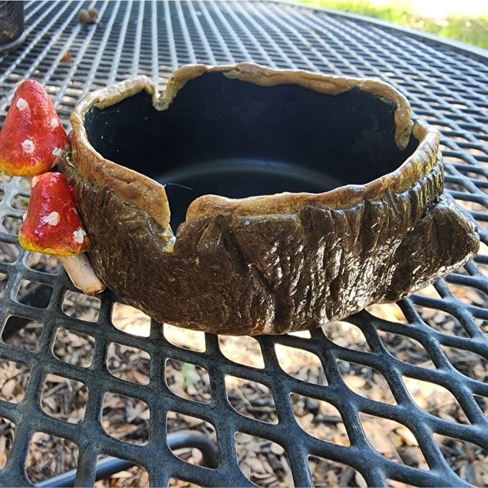 Mushroom Log ashtray Handmade Polymer Clay
